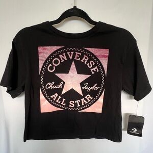 Girls Converse All Star Black Crop Top Size M NWT